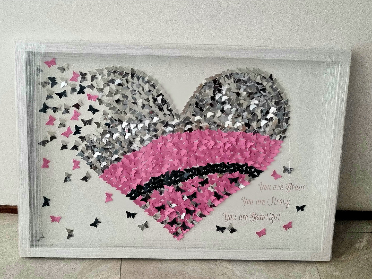 3D butterfly heart in box frame